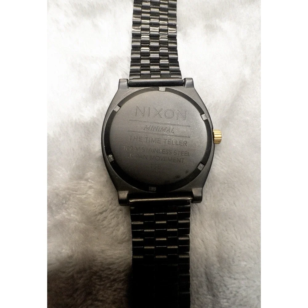 Nixon Minimalist Time Teller Mens 37mm Watch Matte Black Finish New Battery